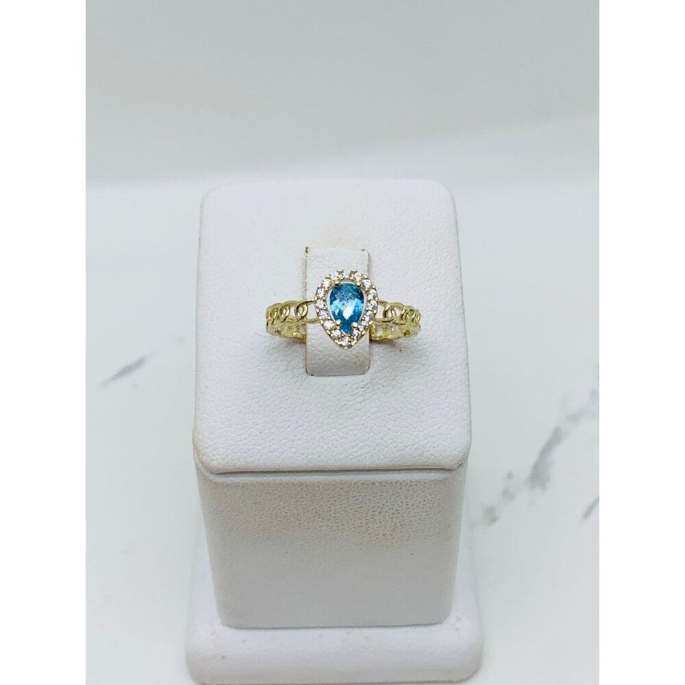 10k solid gold women’s ring blue size 7